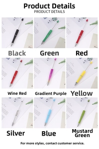 Detailed set of 9 colorful DIY beaded ballpoint pens with threaded rods and smooth finishes