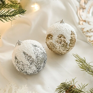 Ornements De Boules De Noël Scintillantes En Mousse Effet Neige Pendentifs Pour Sapin De Noël
