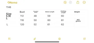 Detailed size chart for V-neck diamond knit sweater showing measurements in S M and L