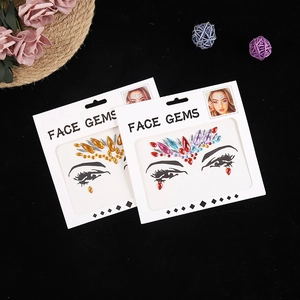 Set de bijoux de visage avec strass en acrylique colorés orange et irisés