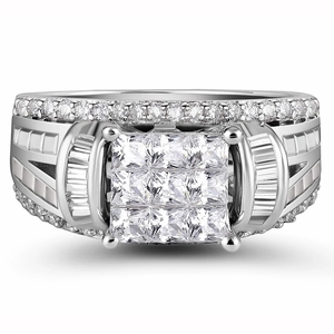 Bague de mariage luxueuse et large pour homme en argent avec zircons carrés