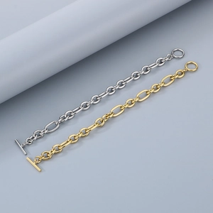 Detailsicht von 304 Edelstahl O-Kettenarmbändern in Gold und Silber mit OT-Verschluss