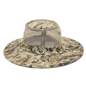 Outdoor digital camouflage sun hat with breathable mesh and wide brim for hiking