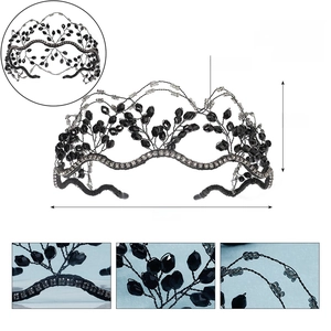 Dettaglio del cerchietto da sposa nero con dimensioni 12,5 cm diametro e 5 cm altezza
