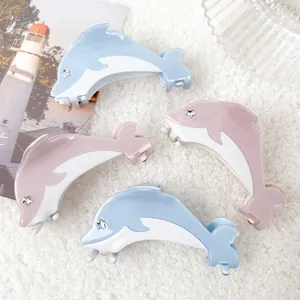 Dolphin Hair Claw Clip Acetate Rhinestone Star Cute Ocean Shark Hair Accessories For Women Girls