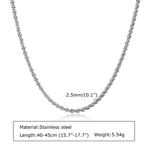 Detailed view of 2.5mm stainless steel snowflake chain showing texture and dimensions