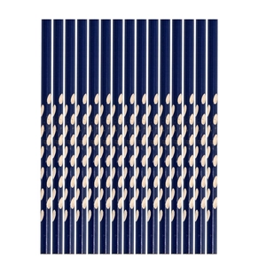 Deep blue triangular HB pencils with ergonomic grip holes and gold leaf pattern