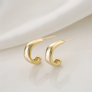 Minimalist Geometric Hoop Earrings With 14K Gold Plated Copper And 925 Sterling Silver Earring Post For Women Fashion