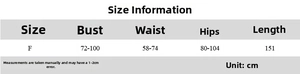 Size information chart for the sexy mesh backless long sleeve maxi dress with measurements