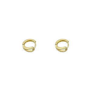 Minimalist small double-layered golden hoop earrings with sleek curved streamline design