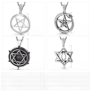 Detailed size and weight specifications for stainless steel Freemason pentagram pendants