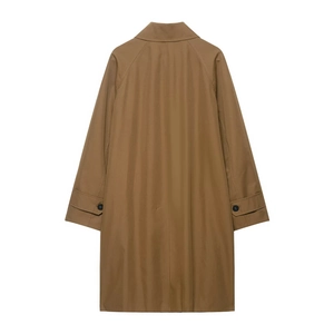 Classic khaki brown reversible trench coat for women in a longline minimalist design
