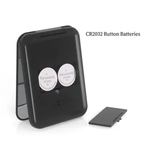 Portable LED makeup mirror back view showing battery compartment and power switch