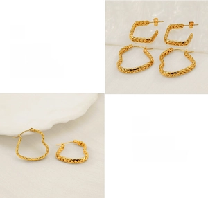 Detail of 18K gold earrings showing polished woven texture and premium electroplating