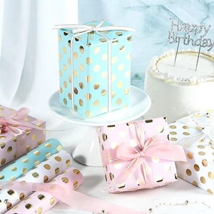 Metallic Gold Stamping Polka Dot Gift Wrapping Paper Rolls Copperplate Paper DIY Handmade Holiday Birthday Party Gifts
