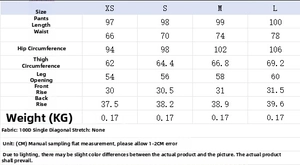 Size chart for women casual suit trousers with detailed measurements for XS to L sizes