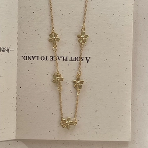925 Sterling Silver Necklace With Small Five Petal Flower Pendants Minimalist Floral Fine Chain Jewelry For Women