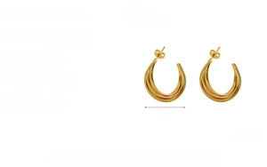 Détail des boucles d'oreilles créoles torsadées de 25mm plaquées or 18 carats