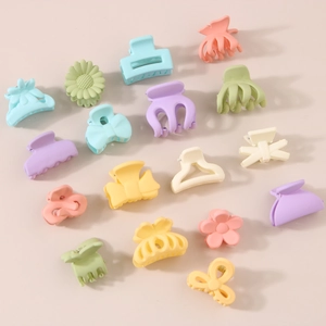 6-piece colorful macaron hair claw clips set in flower and bow shapes for women