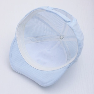 Detail view showing the breathable cotton lining and inner structure of the baby sun hat
