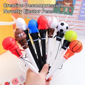 Creative stress relief bouncing pens featuring sports and emoji pop-up tops for students