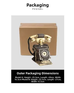 Detailed packaging dimensions and vintage resin rotary telephone ornament specifications