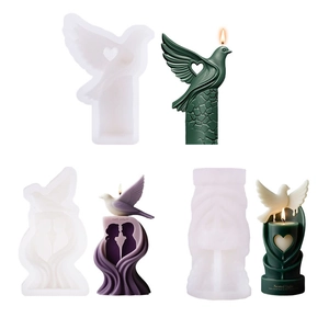 DIY silicone molds for peace dove and heart scented candles with 3D embossed designs