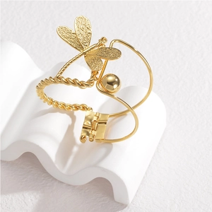 18K gold plated stainless steel butterfly buckle bracelet with twisted rope design