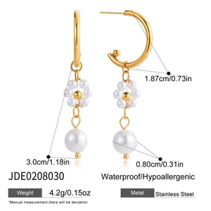 Spécifications de taille pour boucles d'oreilles créoles en acier avec fleur de perle