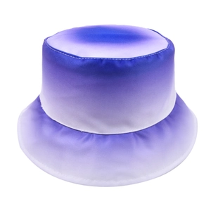 Flat top bucket hat with purple and white gradient color design for sun protection