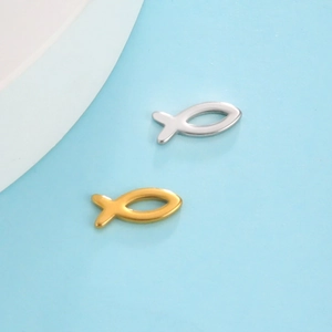 Polished stainless steel fish charms in gold and silver for DIY jewelry making