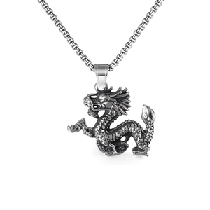 Silver punk style Chinese dragon pendant necklace made of high quality stainless steel