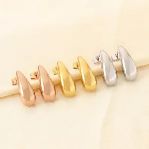 Minimalist Water Drop Stud Earrings Polished Stainless Steel Geometric Jewelry For Women Fashion Daily Wear