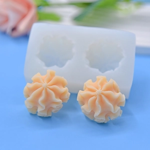 Silicone Flower Cake Mold Dual Cavity Ruffled Ball Shape DIY Fondant Baking Manual Soap Candle Craft Decorating