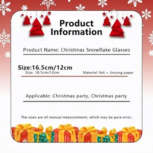 Christmas snowflake party glasses made of felt and glitter paper for festive photo props