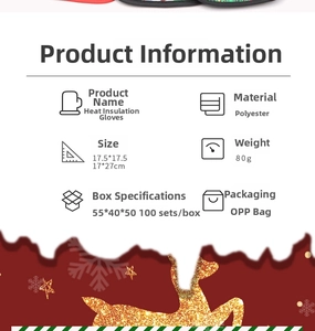 Detailed size specifications for heat resistant polyester Christmas oven mitts and pot holder