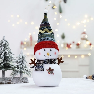Christmas Snowman Doll Ethnic Style Knitted Hat Scarf Plush Figurine Window Display Holiday Decoration Ornaments