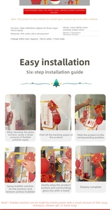 Detailed 6-step installation guide for Merry Christmas snowman PVC window static decals