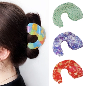 Pinces à Cheveux Crabe en Acétate de Cellulose Élégantes pour Femmes Motif Marbre Léopard Ajouré Accessoires de Coiffure Mode