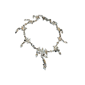 Elegant silver teardrop necklace with shimmering marquise and round cut crystals