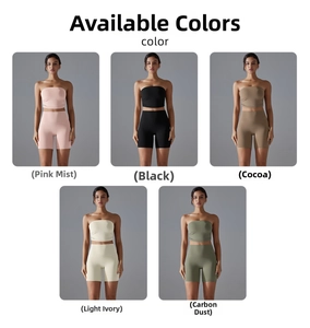Detailed comparison of five color options for the high-stretch yoga bra and shorts set