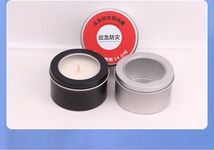 Black and silver metal emergency candles with a red lid for 24-hour disaster lighting