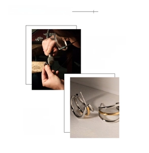 Détail de créoles entrelacées plaquées or 18 carats avec finition bicolore polie