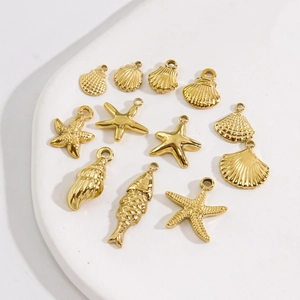 Ocean Sea Theme Charms Stainless Steel Zircon Pendants For DIY Jewelry Making Necklace Bracelet Accessory