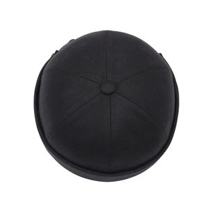 Retro black Miki hat featuring a six-panel crown and rolled cuff in premium twill cotton