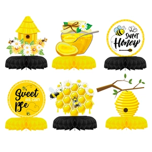 Bee Theme Honeycomb Table Centerpiece Honey Bee Party Decorations For Baby Shower Birthday Cute Paper Desktop Ornament