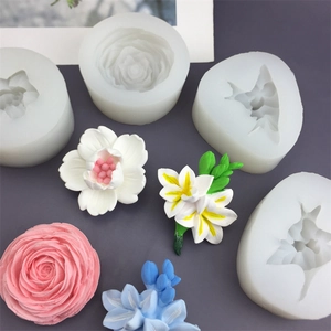 Moules en silicone pour bougies fleurs DIY incluant des cerisiers et des roses faits main