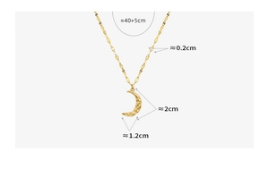 Detailed size specifications for 18K gold crescent moon pendant with hammered texture
