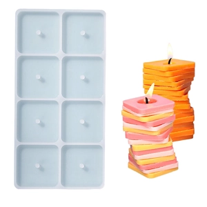 Molde de silicona de 8 cavidades cuadradas para velas aromáticas y resina DIY
