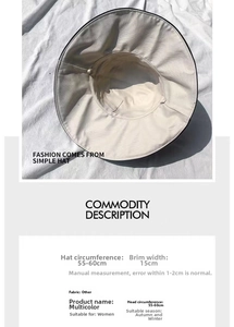Detail view of the 15cm wide brim sun hat with adjustable 55-60cm circumference size